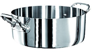 Pentole Agnelli Linea 1907 Casseruola Bassa con 2 Maniglie, Alluminio, Argento, 28 cm