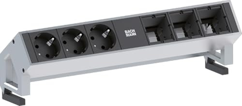 Bachmann Steckdosenleiste Schutzkontakt Desk, 902202, Schwarz, Weiß