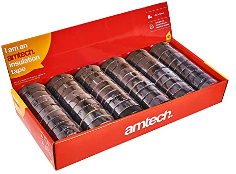 Amtech – 60pc Black Insulation Tape Set, 18m x 19mm Rolls for Electrical Work and Repairs