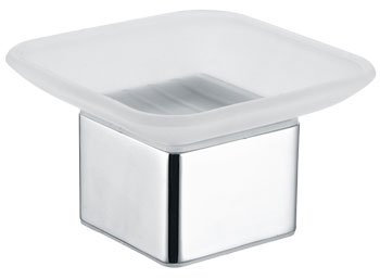 Deck Mounted Soap Dish Holder in Frosted Glass/Chrome