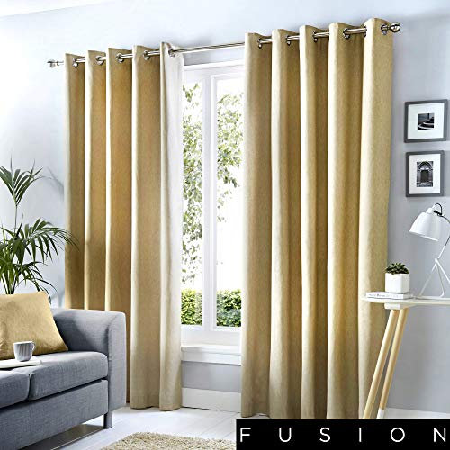 Fusion Sorbonne 100% Baumwolle Eyelet gefüttert Vorhänge, natur, 46x90 (117 x 229 cm)