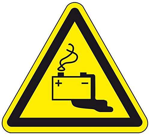 LEMAX® Warnschild Gefahren durch das Aufladen von Batterien, ASR/ISO, Folie, SL 200mm
