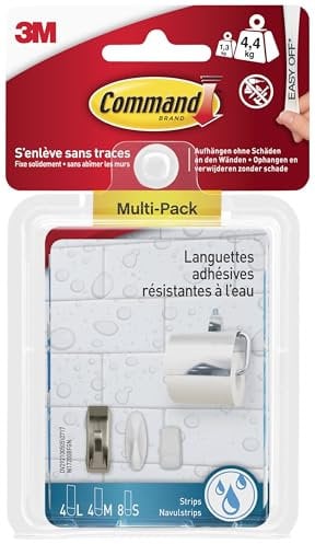 Command waterproof W17200 Mounting Strips Set of 8 Small Strips 4 M and 4 Strips L