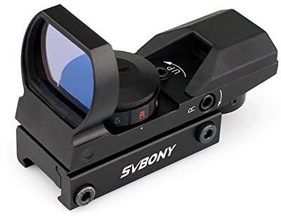 Svbony Reflex Sight, Red Dot Sight with 20mm/22mm Rail Mount, 4 Reticles and 5 Brightness Levels Holographic Scope, for Outdoor Activities