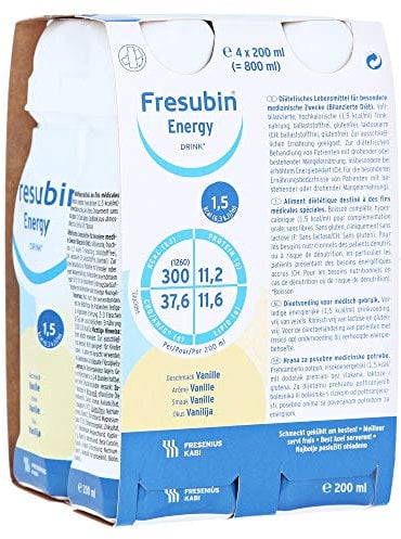 FRESUBIN Energy Drink, 300kcal pro Trinkflasche, 6 x 4 x 200ml (Vanille) ohne Trinkhalm