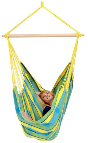 AMAZONAS - XL Hängesessel Brasil | Hängesessel ohne Gestell mit großer Sitzfläche, handgefertigt in Brasilien | Belastbar bis 150 kg; Sitzfläche 1,6m x 1,3m; Stablänge 1,1m | Farbe: Lemon
