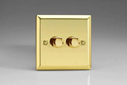 Varilight 2-Gang 2-Way Push-On/Off Rotary Dimmer 2 x 40-250W Victorian Brass HV4