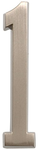 Distinctions by Hillman 843281 4-Inch Die Cast Self-Adhesive House Address Plaque, Brushed Nickel, Number 1
