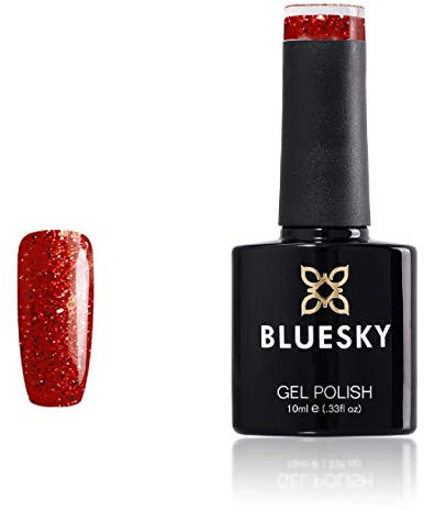 Bluesky Gel Nail Polish, Red Glitter Vip17, 10 ml (Requires Drying Under UV LED Lamp)
