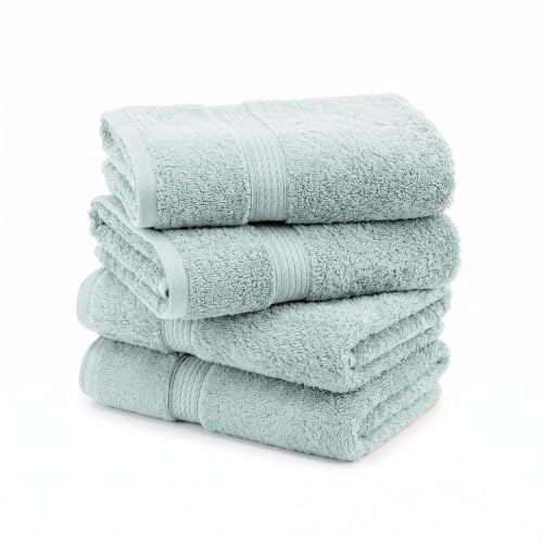 SUPERIOR Egyptian Cotton Plush & Absorbent, Hand Towel Set of 4, Sea Foam