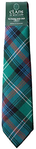 I LUV LTD Sutherland Old Ancient Clan 100% Wool Scottish Tartan Tie