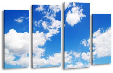 wandmotiv24 Leinwandbild Himmel LW215 Wandbild, Bild auf Leinwand, 4 Teile, 180x100cm, Kunstdruck Canvas, XXL Bilder, Keilrahmenbild, fertig aufgespannt, Bild, Holzrahmen, Blau, Wolken, Sky,