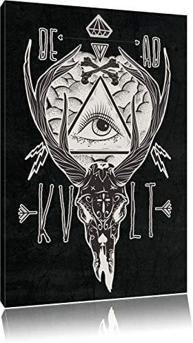 Dark Dead kvlt black Bild auf Leinwand, XXL riesige Bilder fertig gerahmt mit Keilrahmen, Kunstdruck auf Wandbild mit Rahmen, günstiger als Gemälde oder Ölbild, kein Poster oder Plakat, Format:120x80 cm
