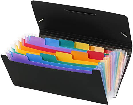 Viquel Rainbow Class - Trieur Accordéon de Bureau, Porte Document 12 Positions, Organisateur de Bureau Extensible, Trieur Format Chèque en Plastique, 26 x 13 cm