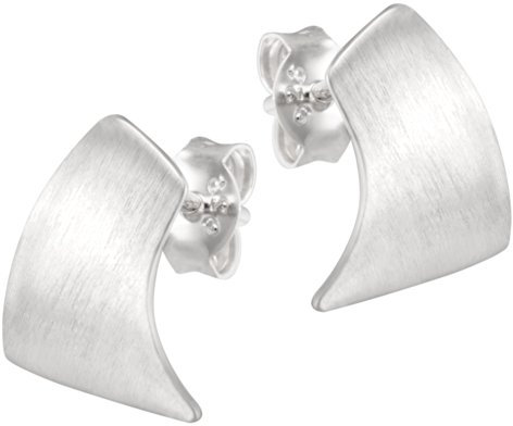 Vinani Damen Ohrstecker 925 Silber - Rechteck geschwungen mattiert - Ohrring Set aus 925 Sterling Silber für Frauen - OACM