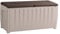 Keter Novel Outdoor Plastic Storage Box, Wood-Panel Effect with 340L Capacity, Lockable Lid with Easy-Open Support, 124 x 55 x 62.5 cm, Beige and Brown