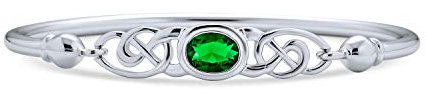 Bling Jewelry Paare Grün Emerald CZ Bff Infinity Irish Celtic Love Knot Armreif Armband Für Frauen Teenager .925 Sterling Silber