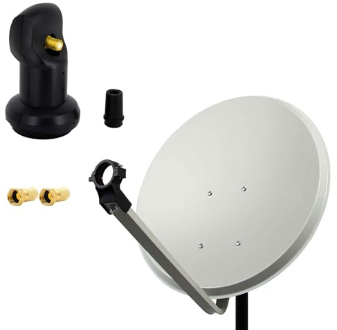 PremiumX Satelliten-Komplettanlage 80cm Satellitenschüssel Hellgrau Aluminium Satellitenantenne Single LNB F-Stecker SAT 1 Teilnehmer