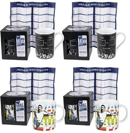 Könitz 11 5 000 0558 Juego de Taza de café de fútbol y Punta Win diseño de Juego de 4
