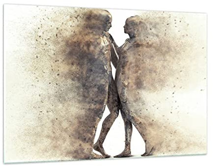 Deco Salon la poussière la femme l'homme l'amour Moderne Impression sur Verre 120x80cm Image Tableau en Verre Decoration Murale Chambre Horizontal Art Grand XXL Tableaux Decoratifs GAA120x80-3102