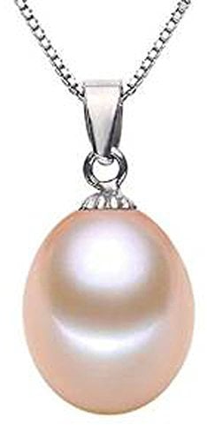 Findout Kaguyo Pearl Necklace for Women - Elegant 925 Sterling Silver AAA 9-11mm Drop Freshwater Pearl Necklace for Women and Girls - Birthday Gift Wedding Jewellery, Sterling Silver, Pearl