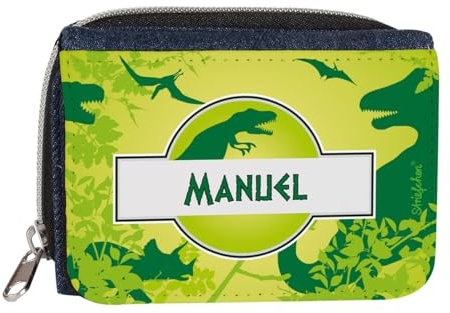 Striefchen® Geldbörse für Kinder mit Dinosaurier und eigenem Namensaufdruck