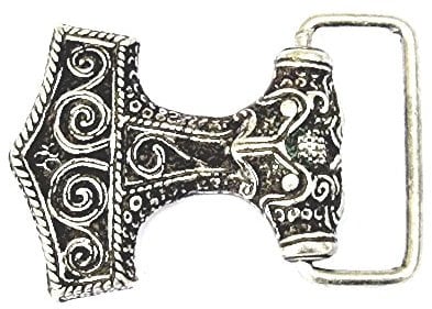 Battle-Merchant Gürtelschnalle - Thorshammer - Mjoelnar LARP Gürtelschließe Wikinger Mittelalter Silber oder Bronze