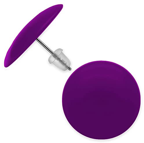 Soul-Cats Ein Paar süße Ohrstecker aus Acryl, mit Pin aus Edelstahl, rund - 2,5 cm, lila