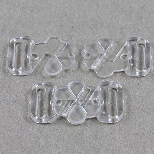 4 Pairs Bikini Clips Plastic Clasps Hook & SNAP 10mm Strap Bra Fastener Haberdashery (Clear - H1788)