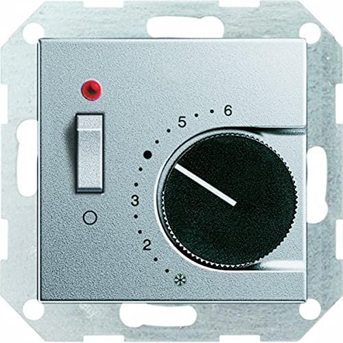 Gira 039226 Raumtemperatur-Regler 230 V mit Öffner und Schalter System 55, alu
