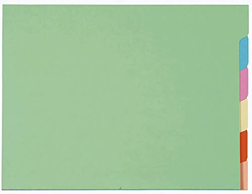 Exacompta - Ref 336000E - Super Folders with Identification Tab - 240 x 320mm in Size, Suitable for A4 Documents, 6 Tabs, 210gsm Material - Assorted Colours (10 Pack)