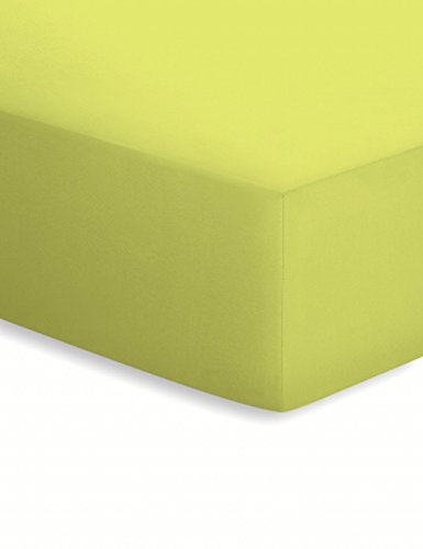 schlafgut Mako-Jersey Basic Spannbetttuch, Baumwolle, Kiwi, 200 x 100 cm