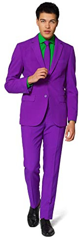 OppoSuits Modisch Party Einfarbige Anzüge für Herren - Mit Jackett, Hose und Krawatte, Lila (Purple Prince), 48