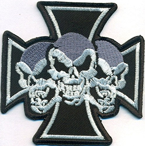 Eiserneskreuz 3er Totenkopf Deathhead Biker Rockabilly Heavy Metal Aufnäher Patch