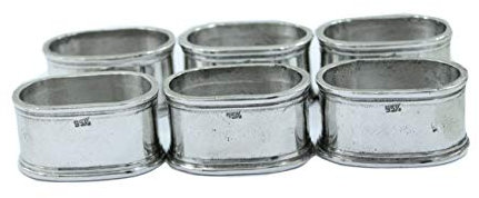 6 Pack Serviettenringe zinn Silber, handgefertigt in Italien von Cavagnini