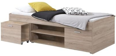 FMD Möbel Bett Eiche Natur 95.5 cm l x 203.5 cm b x 58.5 cm h