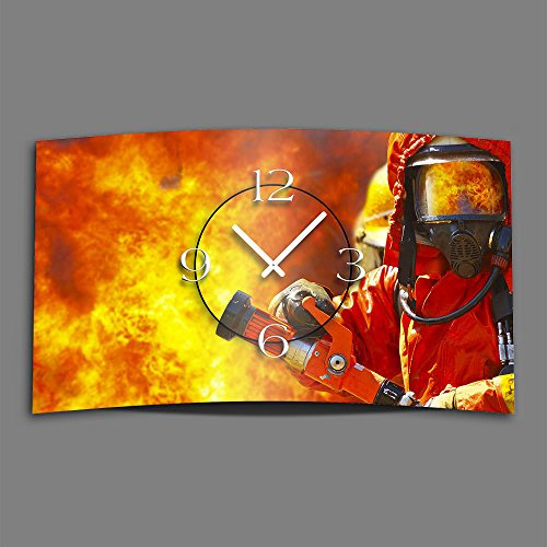 dixtime Feuerwehr Designer Wanduhr modernes Wanduhren Design leise kein Ticken 3D-0062