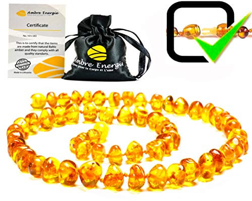 AmberJewellery Bernsteinkette 100% Baltischen Bernstein, 32-33cm. - mit Sicherheitsverschluss