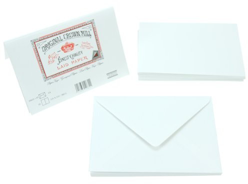 Crown Mill Classics Luxury Schreiben, Briefkarten &Briefumschläge - 15 Stück, C6, Weiß, Größe