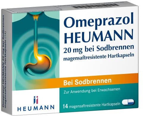 Omeprazol HEUMANN: akut gegen Sodbrennen und saures Aufstoßen, langanhaltender Schutz vor Übersäuerung des Magens, 14 Kapseln