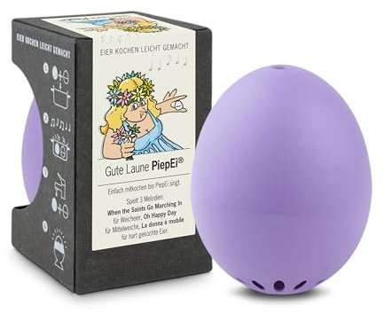 Gute Laune PiepEi Lila - Singende Eieruhr zum Mitkochen - Eierkocher für 3 Härtegrade - Gute Laune Geschenk - Lustiges Kochei - Musik Eggtimer - Brainstream