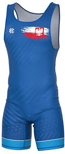 Extreme Hobby – Ringeranzug für Herren Polska Prime, Wettkampf-Trikot für Ringen, Blau, Größe L