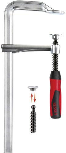 BESSEY Ganzstahl-Schraubzwinge GZ30-12-2K, Spannweite 300 mm Ausladung 120 mm, Sicherheit durch geradlinige Kraftübertragung am Gleitbügel, Gewicht 1,46 Kg