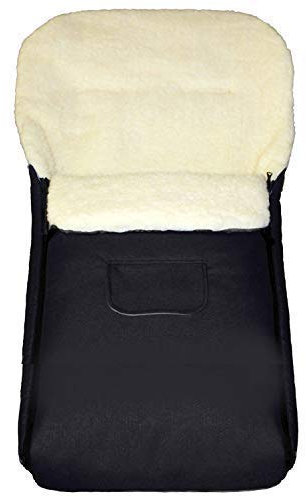 Baby-Joy Fußsack KAI 120cm FILZFREI | Lammwolle/Polyester Thermofußsack Buggy Kinderwagen Schlitten | SUPER-WASH & SUPER-THERM 01 schwarz