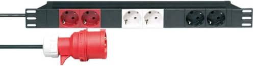 Adam Hall Cables RACK PDU 6 CEE - Steckdosenleiste, 6-fach, 3 Stromkreise, schwarz, 2m