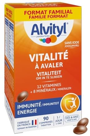 Alvityl - Comprimés Vitalité - 12 vitamines et 8 minéraux - Dès 6 ans - Maxi Format 90 comprimés