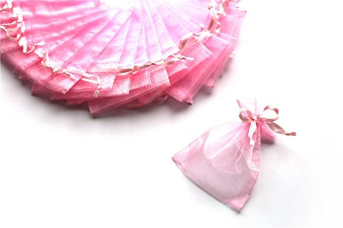 50 sacchetti in organza 10 x 7,5 cm rosa