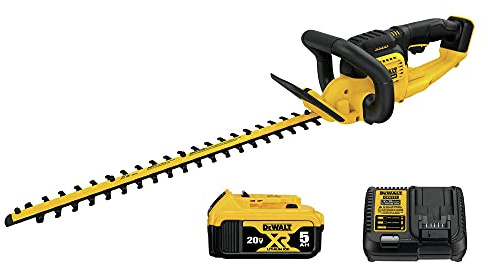 DEWALT 20V MAX* Cordless Hedge Trimmer, 5.0 Ah, 22-Inch (DCHT820P1)