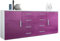 Vladon Sideboard Faro V2, Made in Germany, Kommode mit 2 Türen und 4 Schubladen, Weiß matt/Brombeer Hochglanz (166 x 72 x 35 cm)