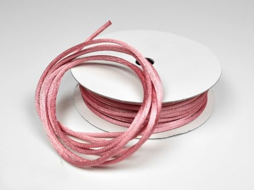 Kumihimo Rouleau de cordon tressé en satin de 2 mm x 10 m (vieux rose foncé) - Cordon décoratif pour bijoux